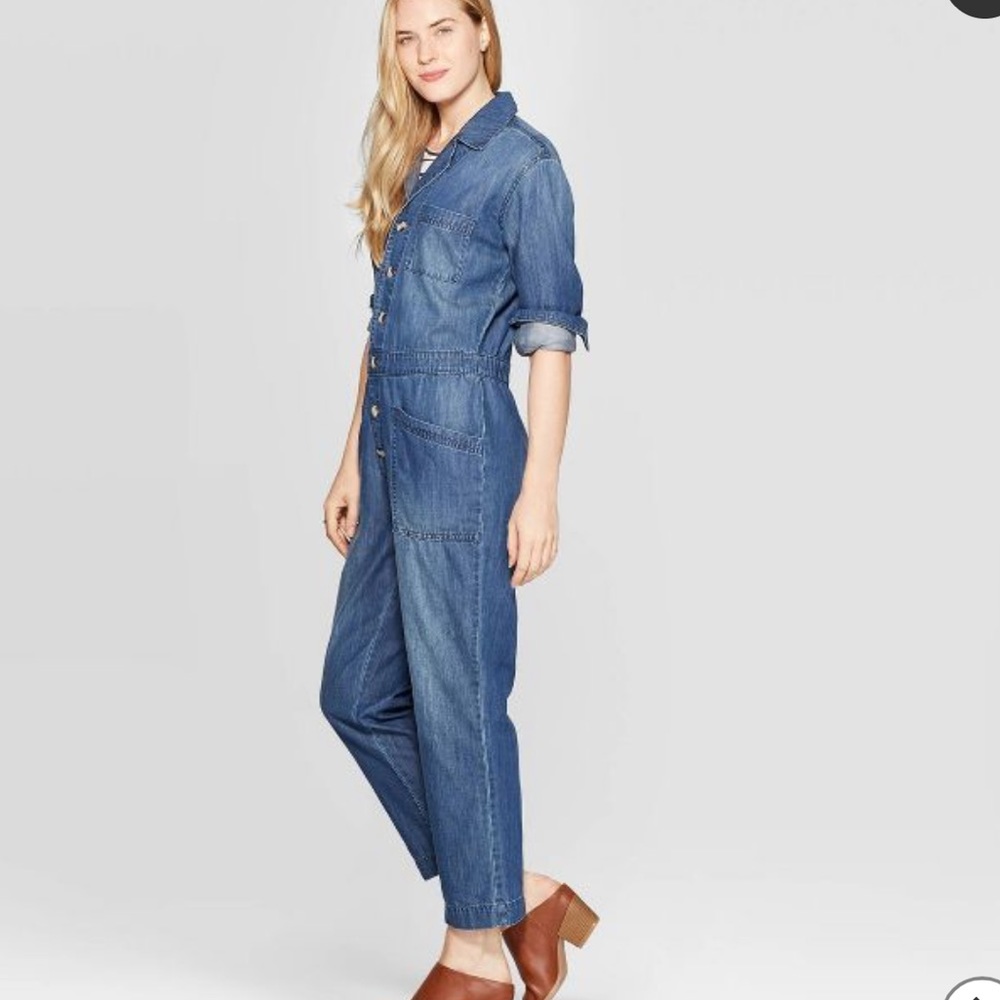 Universal Thread Denim Button-Front Jumpsuit With… - image 4